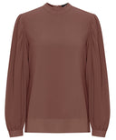 Cocoa Lite  Mock Neck Long Sleeves Modest Cropped Blouse