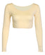 Cream Cropped Long Sleeve Body Shirt