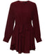 Dark Cherry Long Sleeves Modest Draped Blouse