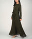 Dark Olive Chiffon Classic A-Line Long Sleeve Maxi Abaya Dress