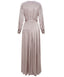 Earth Gold Satin Pleated Dress Back