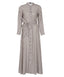 Geometrical Button Down Long Sleeves Modest Maxi Abaya Dress