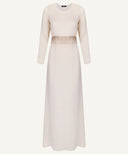 White Peach Overlay Cape A-Line Dress