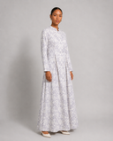 Grey Floral Box Pleated A-Line Maxi Dress