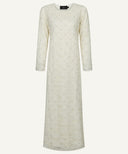 Ivory Cream Embellished Lace A-Line Maxi Dress