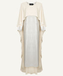 Ivory Overlay Cape Gown A-Line Maxi Dress