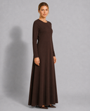Mahogany Brown Long Sleeve Maxi Slip Dress
