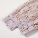 Mauve Moment Print Long Sleeve Draped Blouse