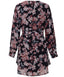 Midnight Flower Print Long Sleeves Modest Draped Blouse