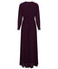 Mulberry Pleated Long Sleeves Modest Maxi Dress