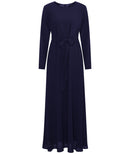 Navy Classic A-Line Long Sleeves Modest Maxi Abaya Dress