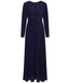 Navy Classic A-Line Long Sleeves Modest Maxi Abaya Dress