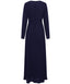 Navy Classic A-Line Long Sleeves Modest Maxi Abaya Dress