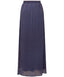 Navy Geometrical Print Pleated Modest Maxi Chiffon Skirt