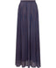 Navy Geometrical Print Pleated Modest Maxi Chiffon Skirt