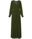 Olive Wrap Long Sleeves Modest Maxi Dress
