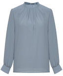 Pebble Ruffle Detail Long Sleeves Modest Cropped Blouse