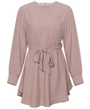 Rose Dust Long Sleeves Modest Draped Blouse