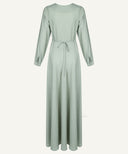 Sage Green Polka Dot Flared Maxi Dress