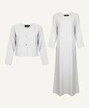 Snow White Button Down Jacket with Slip Dress Matching Set