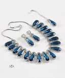 Sparkling Blue Frilled Stone Jewellery Set