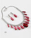 Sparkling Red Frilled Stone Jewellery Set