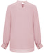 Sweet Pink Ruffle Detail Long Sleeves Modest Cropped Blouse