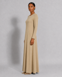 Tan Long Sleeve Maxi Slip Dress