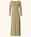 Tan Long Sleeve Maxi Slip Dress