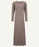 Taupe Long Sleeve Maxi Slip Dress