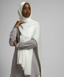 White Modal Satin Hijab Scarf