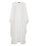 White Embroided Neckline Modest Kaftan