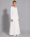 White Side Panel Button Down A-line Abaya