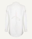 White Button-Down Shirt with Back Pleat & Ties