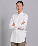 White Button-Down Shirt with Back Pleat & Ties