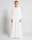 White Front Open Lace Kaftan Set